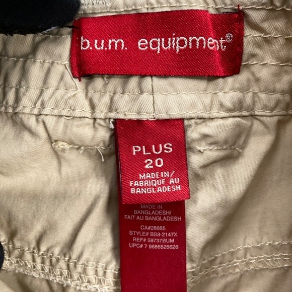 Bum Equipment Shorts Womens Plus 20 Cargo Capris Front Button Zip Closure Tan - Picture 4 of 11